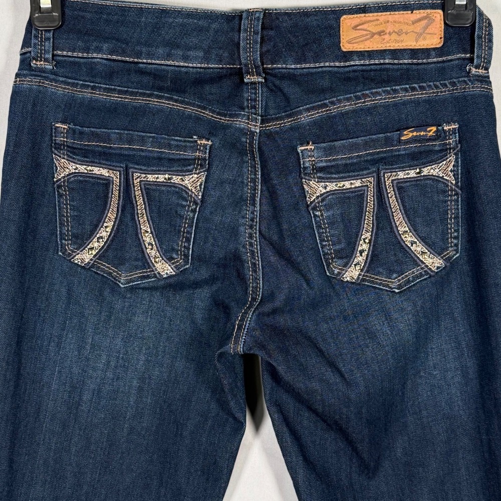 Seven7 Womens Legging Skinny Jeans Dark Wash Embroidered Pockets Blue Size‎ 2